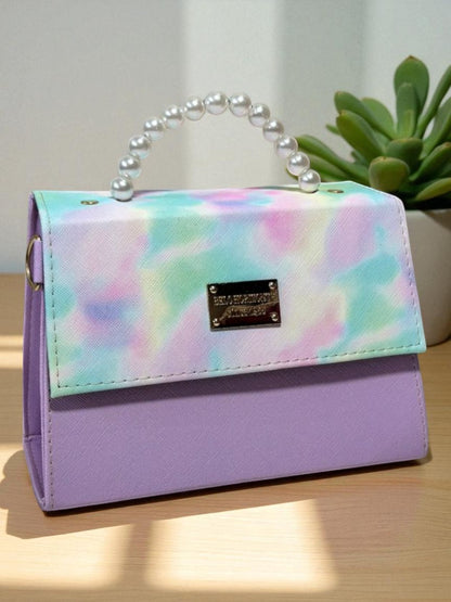 Bolsa CLARIDAD Crossbody Azul Rey con Asa de Perlas – Mini Tote Elegante y Moderno