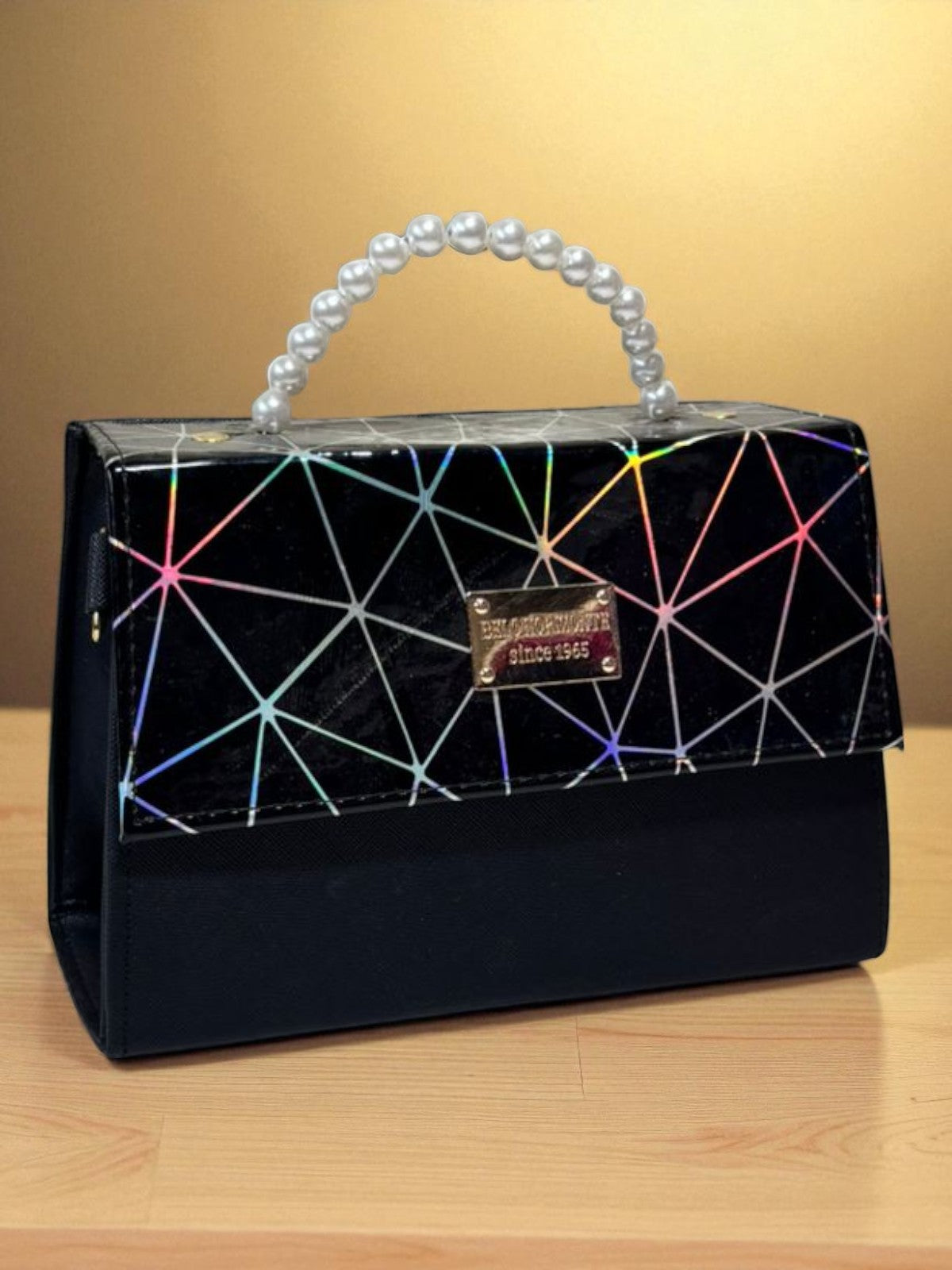 Bolsa CLARIDAD Crossbody Azul Rey con Asa de Perlas – Mini Tote Elegante y Moderno