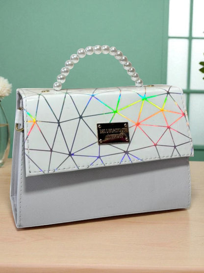 Bolsa CLARIDAD Crossbody Azul Rey con Asa de Perlas – Mini Tote Elegante y Moderno