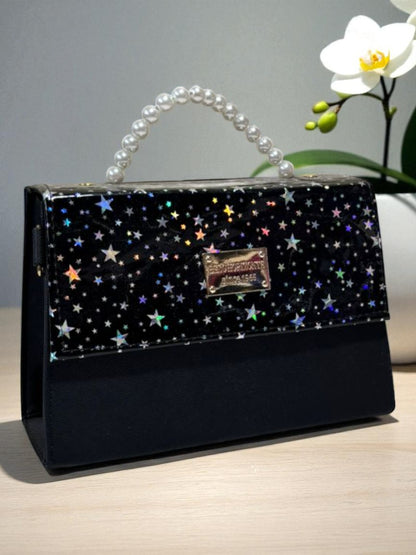 Bolsa CLARIDAD Crossbody Azul Rey con Asa de Perlas – Mini Tote Elegante y Moderno