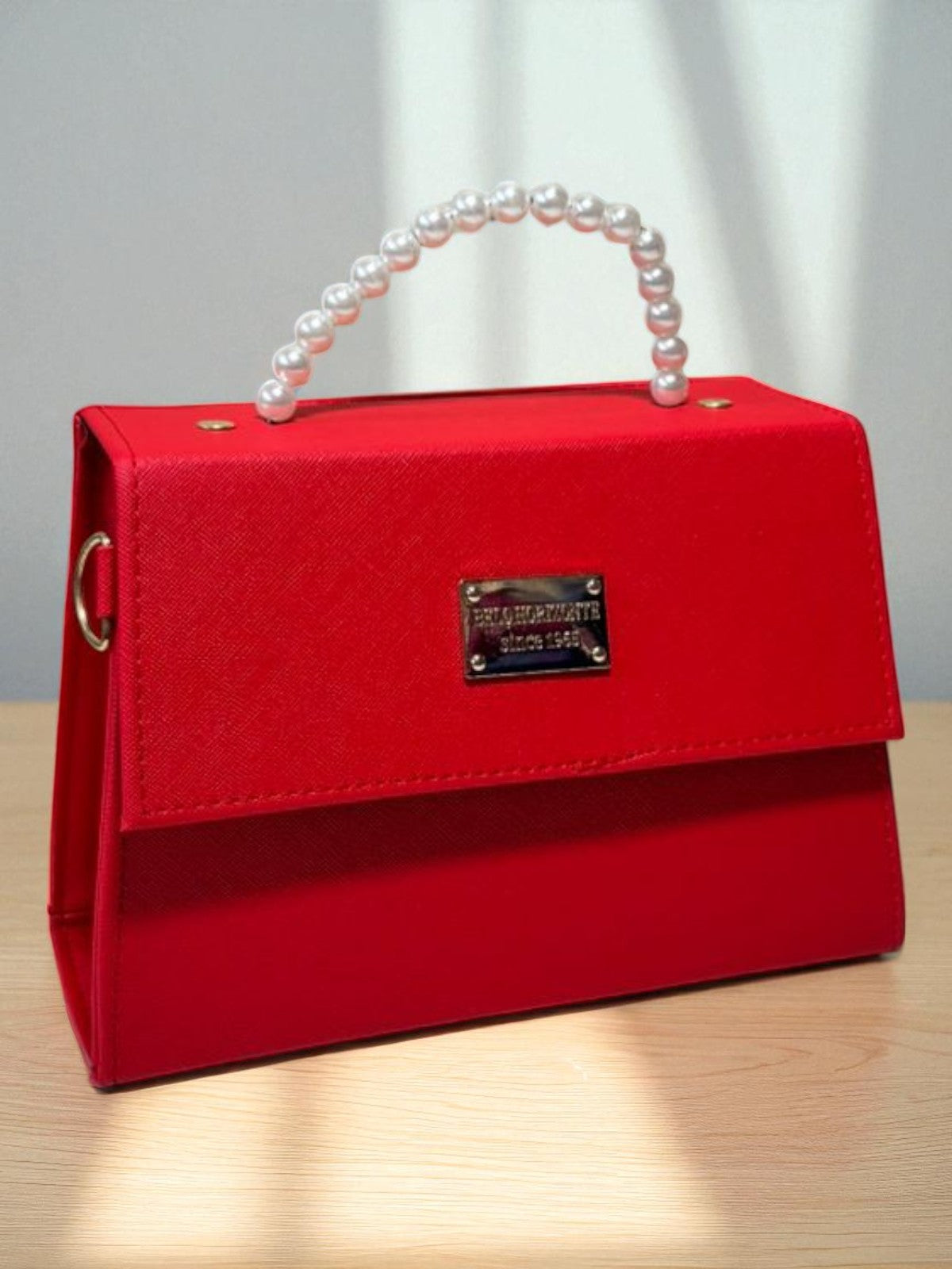 Bolsa CLARIDAD Crossbody Azul Rey con Asa de Perlas – Mini Tote Elegante y Moderno