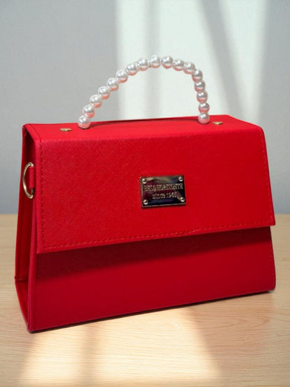 Bolsa CLARIDAD Crossbody Azul Rey con Asa de Perlas – Mini Tote Elegante y Moderno