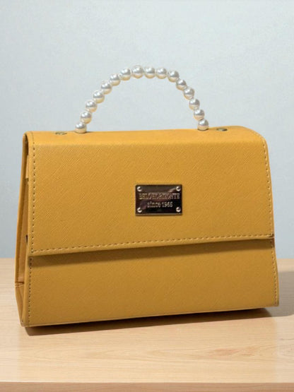 Bolsa CLARIDAD Crossbody Azul Rey con Asa de Perlas – Mini Tote Elegante y Moderno