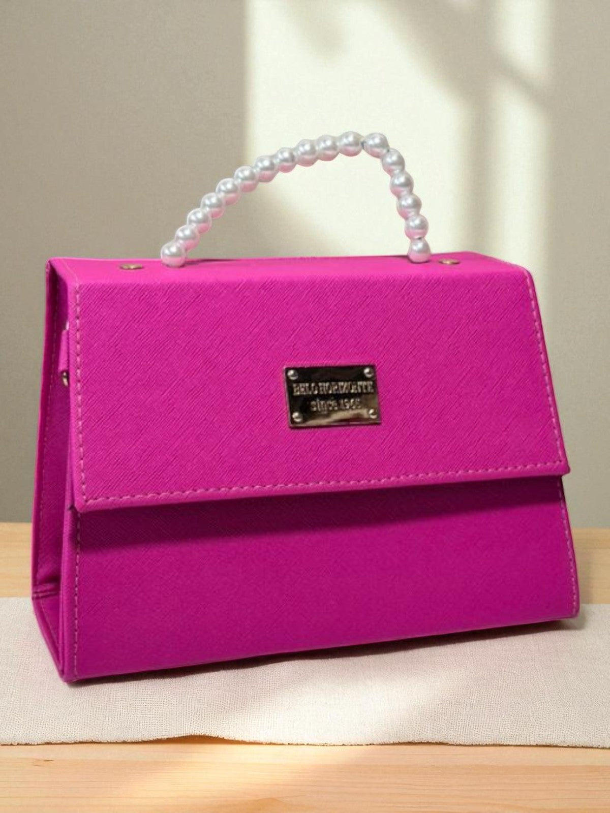 Bolsa CLARIDAD Crossbody Azul Rey con Asa de Perlas – Mini Tote Elegante y Moderno