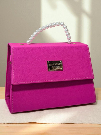 Bolsa CLARIDAD Crossbody Azul Rey con Asa de Perlas – Mini Tote Elegante y Moderno