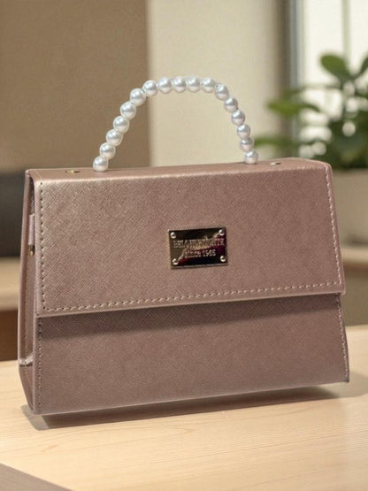 Bolsa CLARIDAD Crossbody Azul Rey con Asa de Perlas – Mini Tote Elegante y Moderno