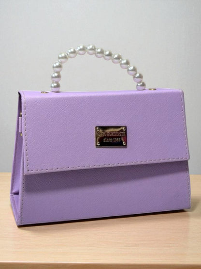 Bolsa CLARIDAD Crossbody Azul Rey con Asa de Perlas – Mini Tote Elegante y Moderno