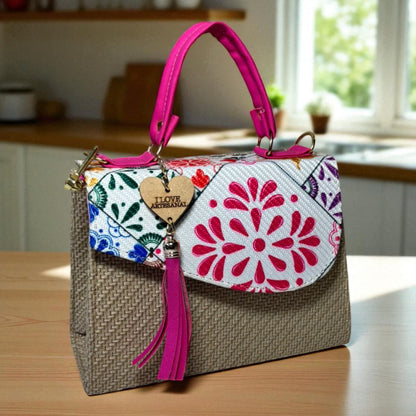 Bolsa CONCEPCION Crossbody Artesanal con Bordado Floral Multicolor – Mini Tote Mexicano de Moda