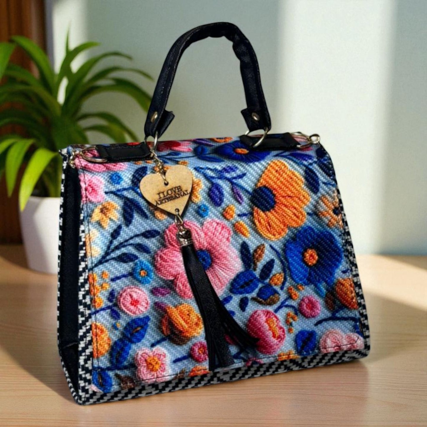 Bolsa CONCEPCION Crossbody Artesanal con Bordado Floral Multicolor – Mini Tote Mexicano de Moda