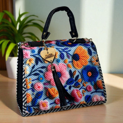 Bolsa CONCEPCION Crossbody Artesanal con Bordado Floral Multicolor – Mini Tote Mexicano de Moda
