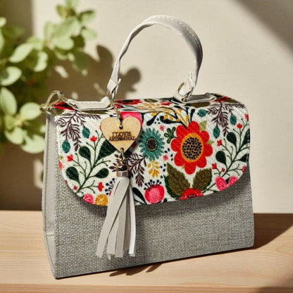 Bolsa CONCEPCION Crossbody Artesanal con Bordado Floral Multicolor – Mini Tote Mexicano de Moda