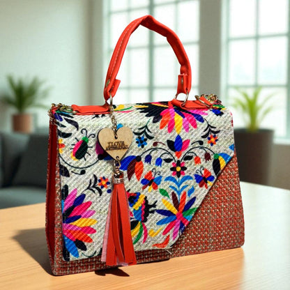 Bolsa CONCEPCION Crossbody Artesanal con Bordado Floral Multicolor – Mini Tote Mexicano de Moda