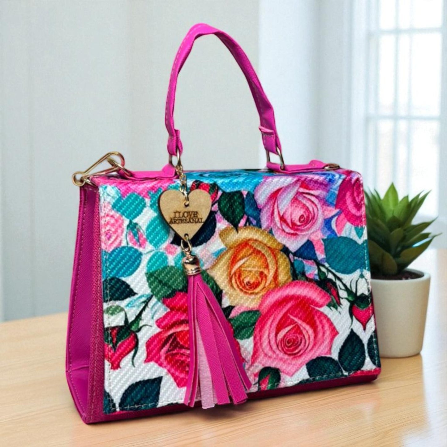 Bolsa CONCEPCION Crossbody Artesanal con Bordado Floral Multicolor – Mini Tote Mexicano de Moda