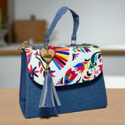 Bolsa CONCEPCION Crossbody Artesanal con Bordado Floral Multicolor – Mini Tote Mexicano de Moda