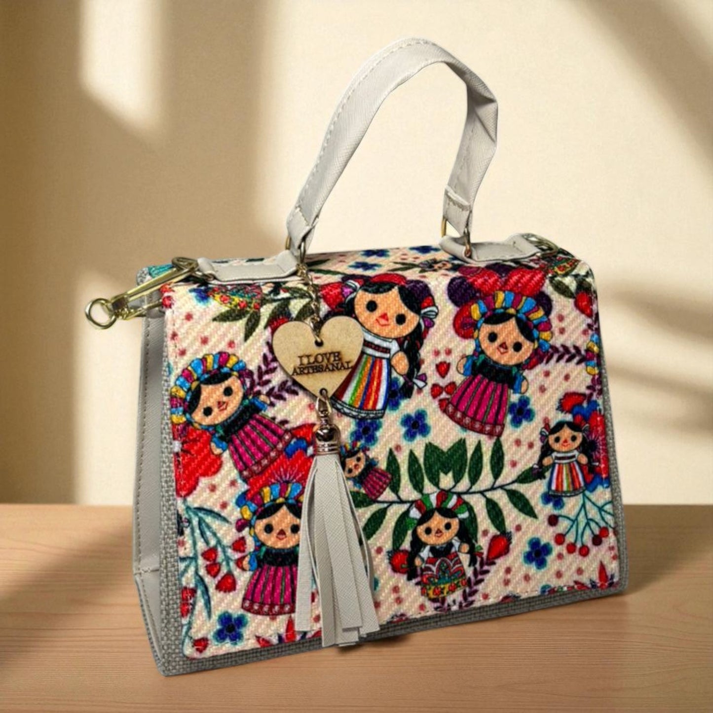 Bolsa CONCEPCION Crossbody Artesanal con Bordado Floral Multicolor – Mini Tote Mexicano de Moda
