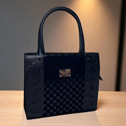 Bolsa Mediana Blanca con Detalles Azul y Café | Moderna y Elegante | Moda Dama Casual y Oficina