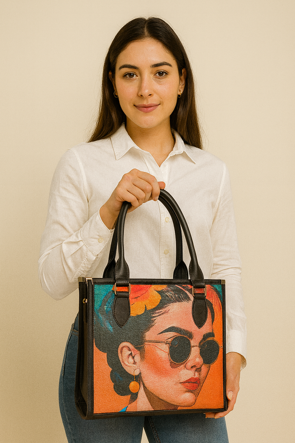 Bolsa Frida Sofía negra colores arte mexicano dama elegante moderna resistente tendencia