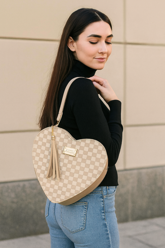 Bolsa de dama ANGELA corazón pastel elegante juvenil con correa larga moderna