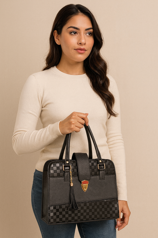 Bolsa de dama ELIZABETH blanca elegante con estrellas plateadas, moderna, espaciosa y resistente