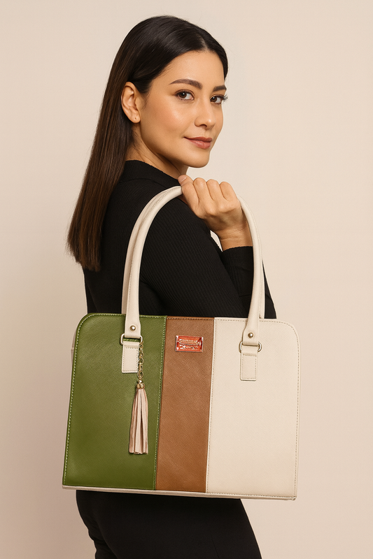 Bolsa elegante LIDIA mujer blanco negro con cartera, moda moderna práctica para revender