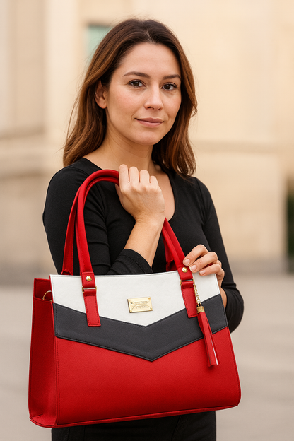 Bolsa de dama Estefanía roja elegante moderna resistente amplia ideal revender México