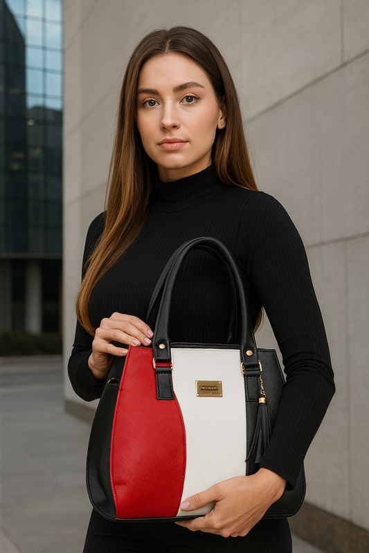Bolsa de dama Andrea elegante moderna tricolor sintética alta calidad duradera exclusiva