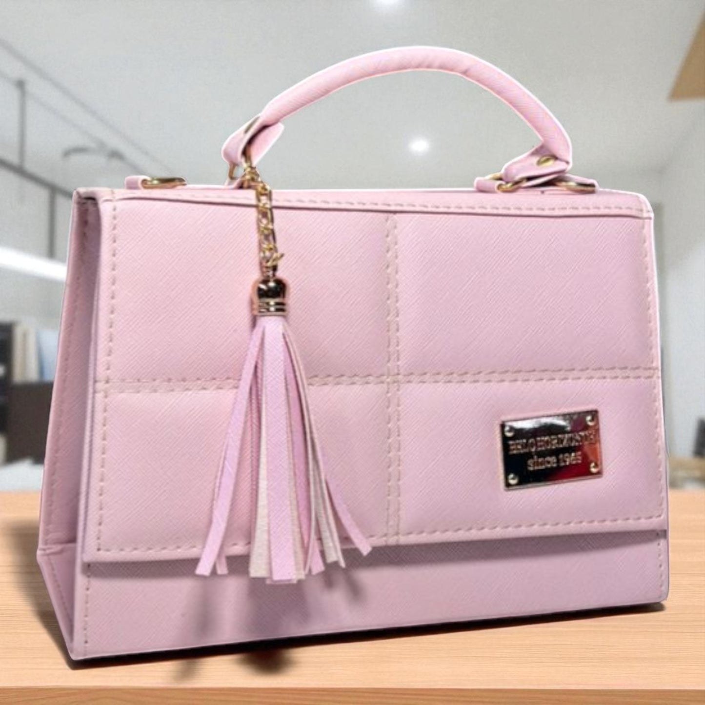 Bolsa DAMIANA Crossbody Rosa Pastel con Tassel – Mini Tote Elegante y Femenino