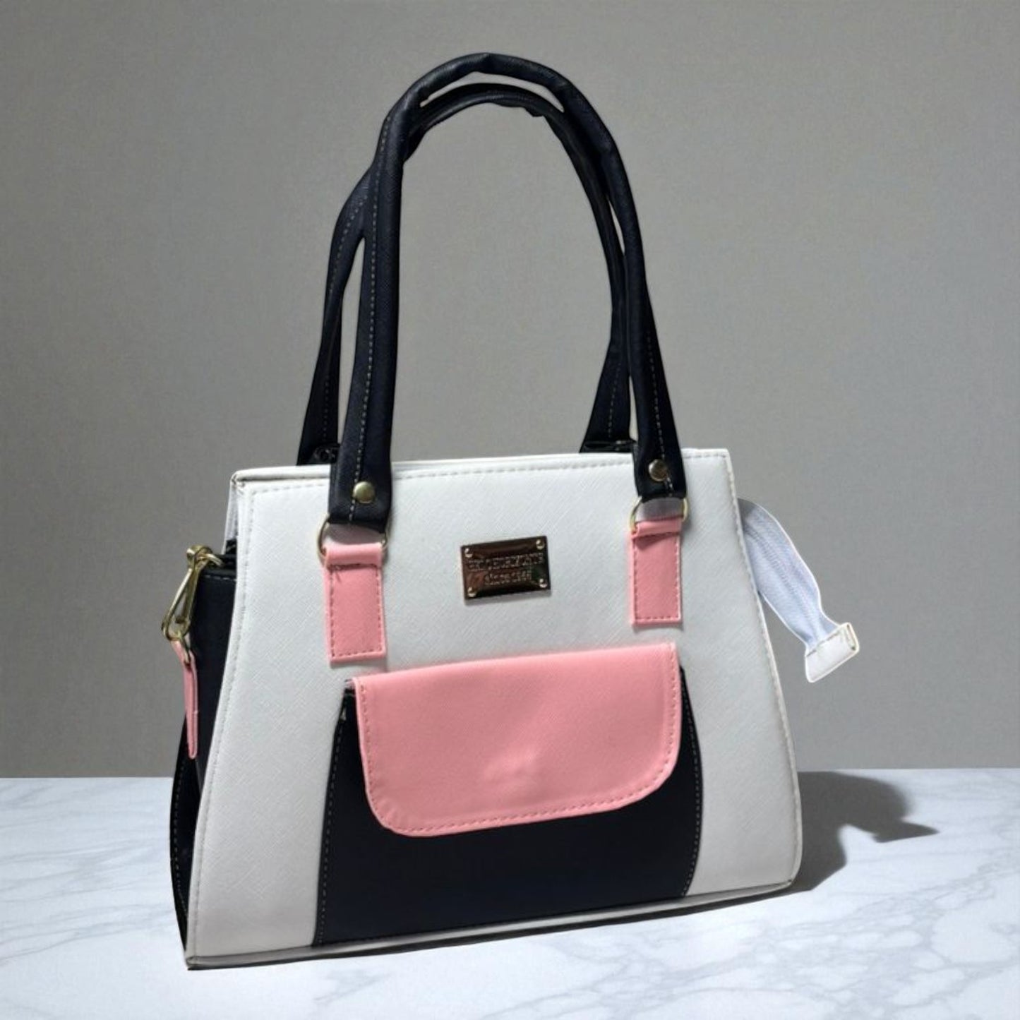 Bolsa DORIS Mediana Azul Marino con Detalles Blanco y Café | Elegante y Moderna | Moda Dama Casual y Oficina