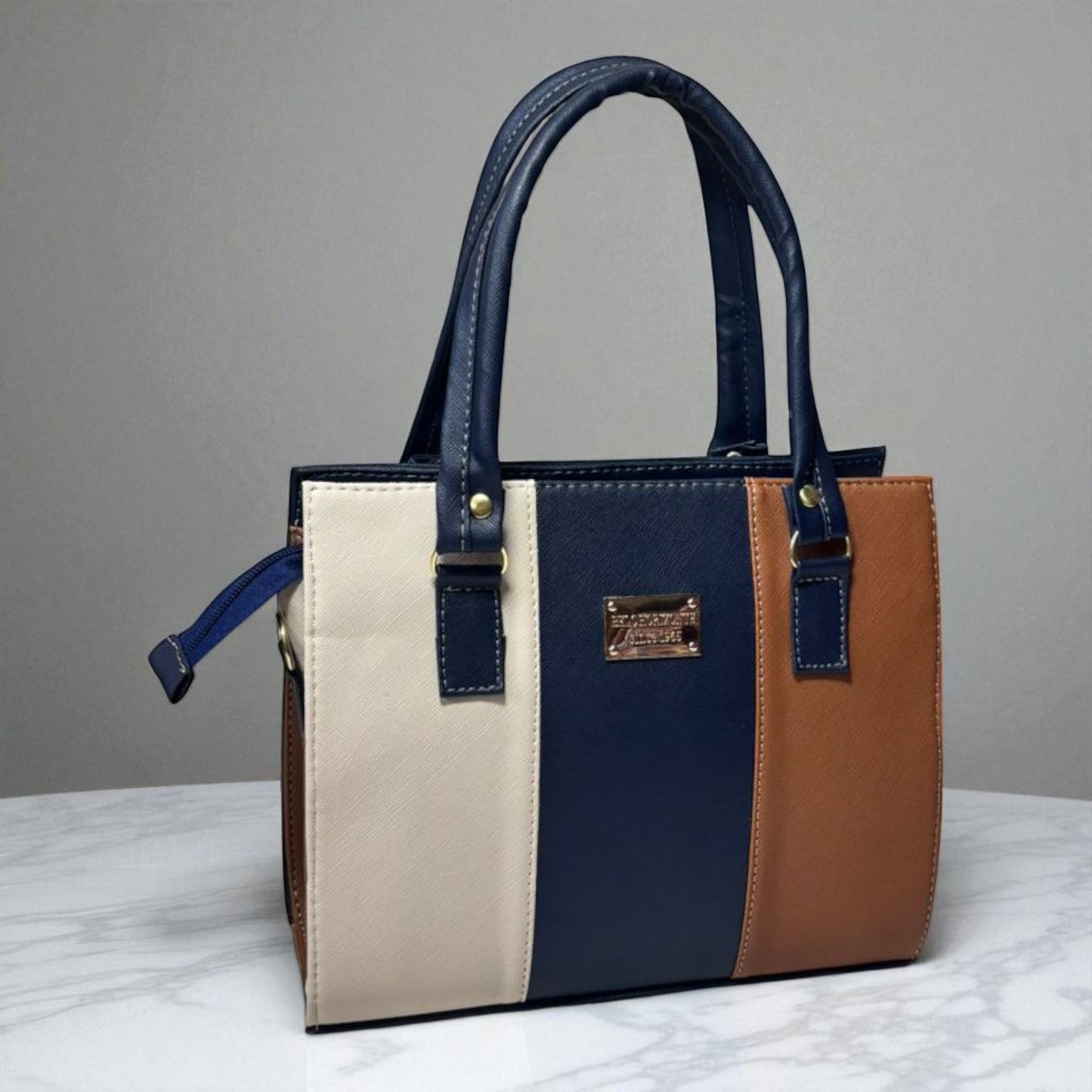 Bolsa EDITH Mediana Tricolor Rosa Fucsia, Lila y Beige | Moderna y Elegante | Moda Dama Casual y Oficina