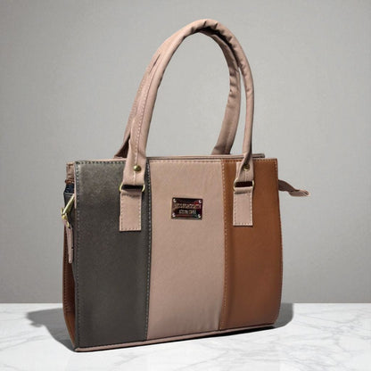 Bolsa EDITH Mediana Tricolor Rosa Fucsia, Lila y Beige | Moderna y Elegante | Moda Dama Casual y Oficina