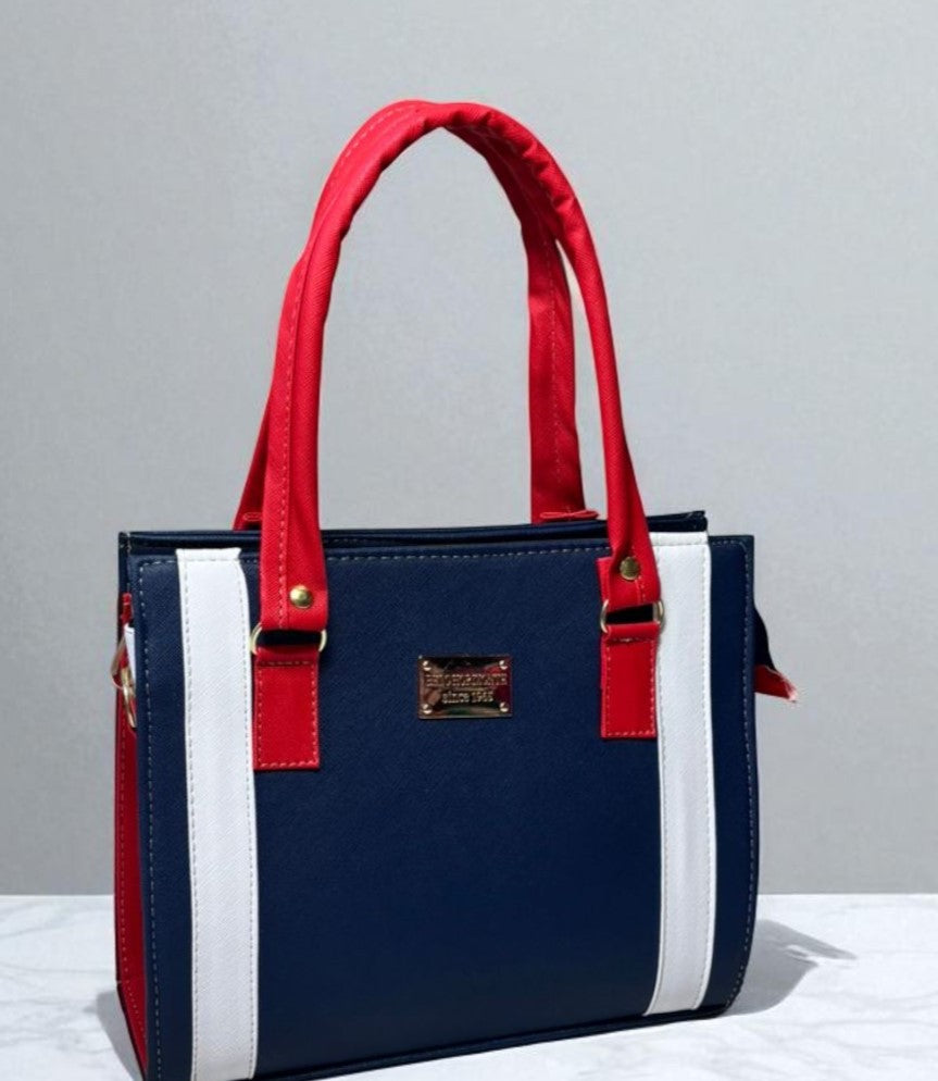 Bolsa ELVIRA Mediana Negra con Detalles Blanco y Beige | Elegante y Moderna | Moda Dama Casual y Oficina