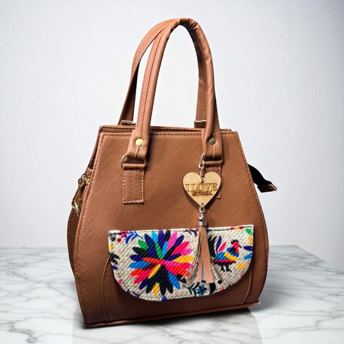Bolsa ESMERALDA Mediana Negra con Detalle Bordado Blanco y Negro | Artesanal y Elegante | Moda Dama Casual y Oficina
