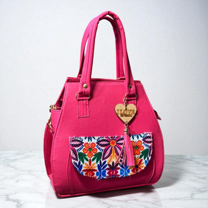 Bolsa ESMERALDA Mediana Negra con Detalle Bordado Blanco y Negro | Artesanal y Elegante | Moda Dama Casual y Oficina