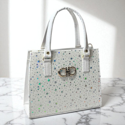 Bolsa ESTELA Mediana Blanca con Estampado de Besos | Moderna y Juvenil | Moda Dama Casual y Divertida