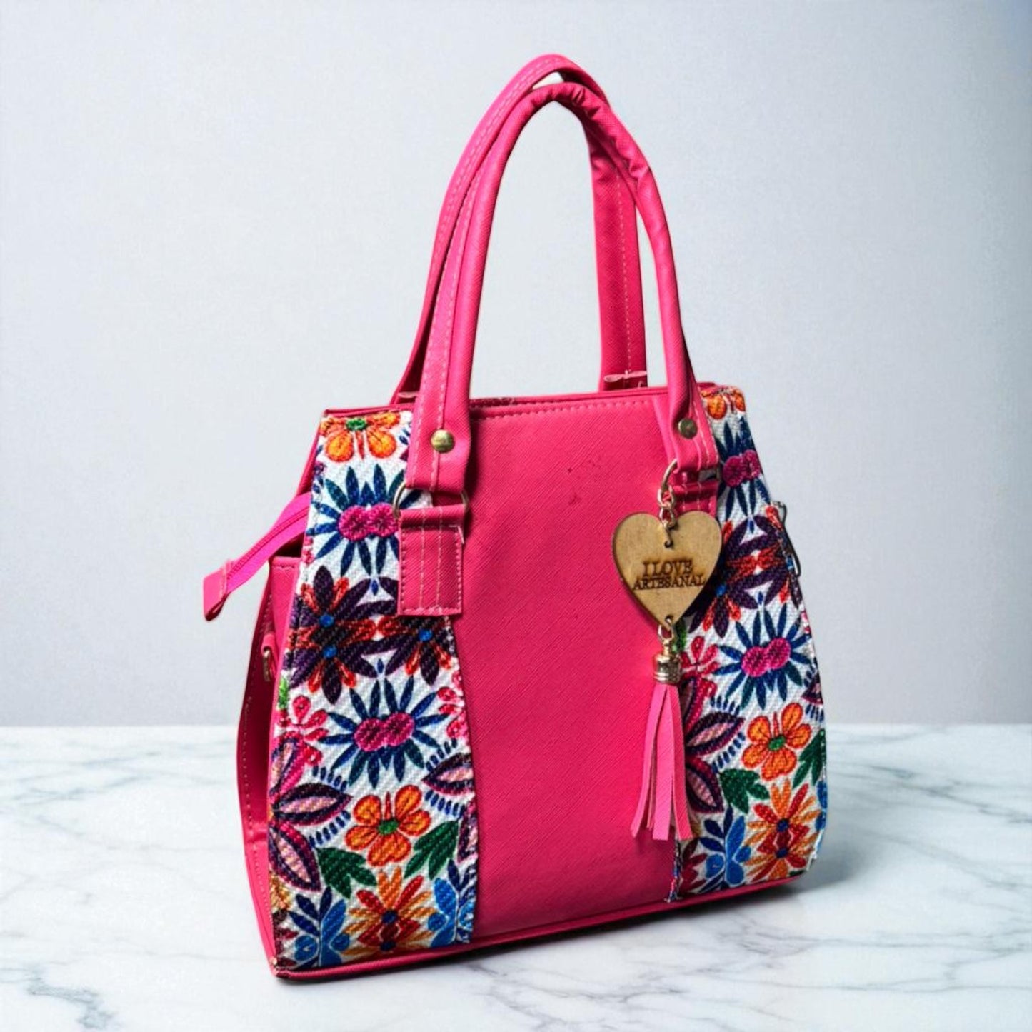 Bolsa GENOVEVA Mediana Negra con Bordado de Girasoles | Artesanal y Elegante | Moda Dama Casual y Oficina