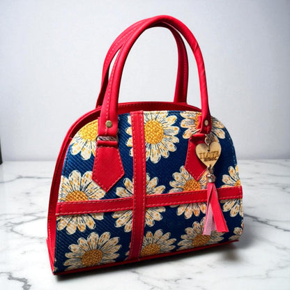 Bolsa GRACIELA Mediana Artesanal Blanca y Negra con Diseño Floral Geométrico | Elegante y Moderna | Moda Dama Casual y Oficina