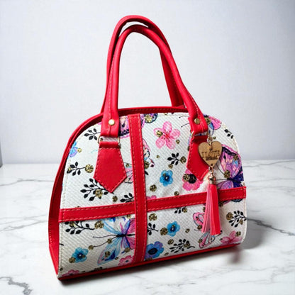 Bolsa GRACIELA Mediana Artesanal Blanca y Negra con Diseño Floral Geométrico | Elegante y Moderna | Moda Dama Casual y Oficina