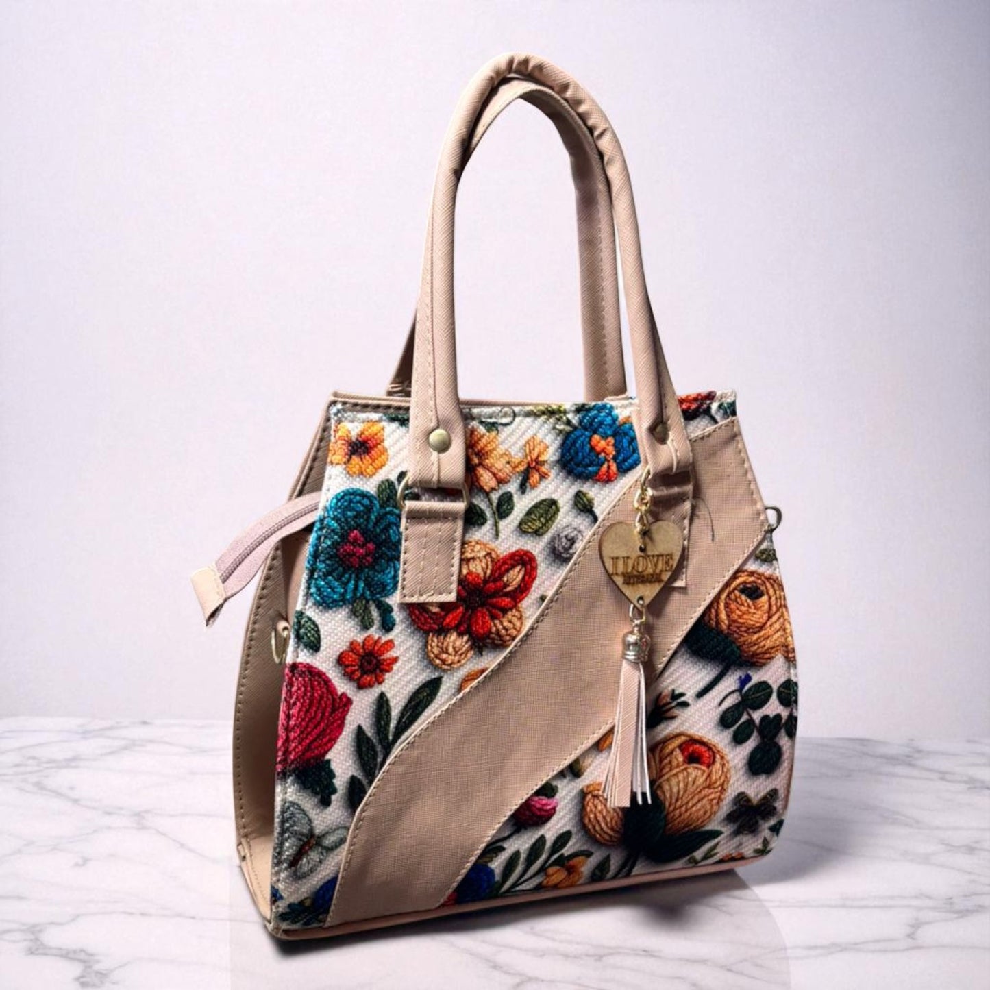 Bolsa GUILLERMINA Mediana Artesanal Blanca con Bordado de Flores y Colibríes | Elegante y Única | Moda Dama Casual y Oficina