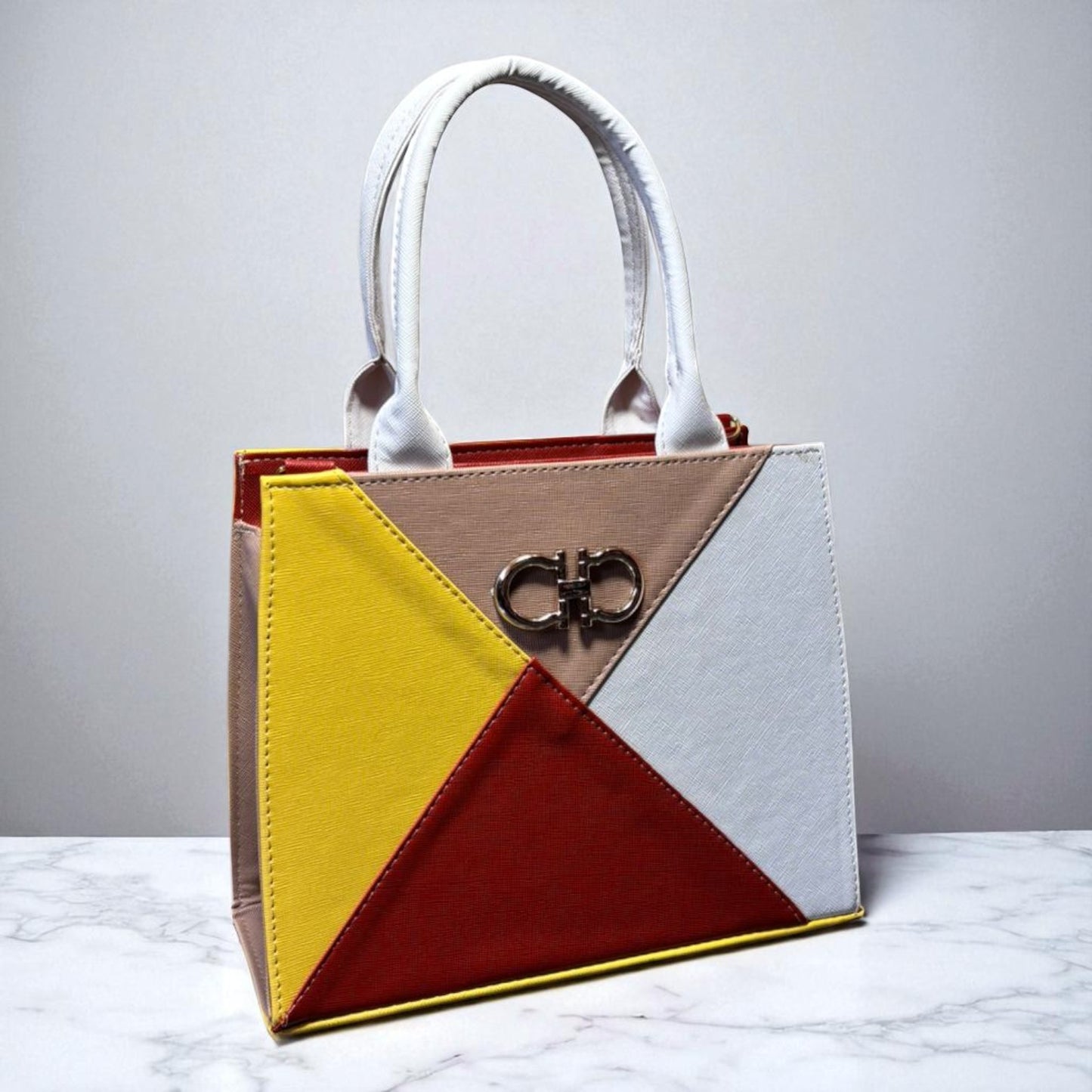 Bolsa HORTENCIA Mediana Geométrica Rosa y Fucsia | Elegante y Moderna | Moda Dama Casual y Oficina