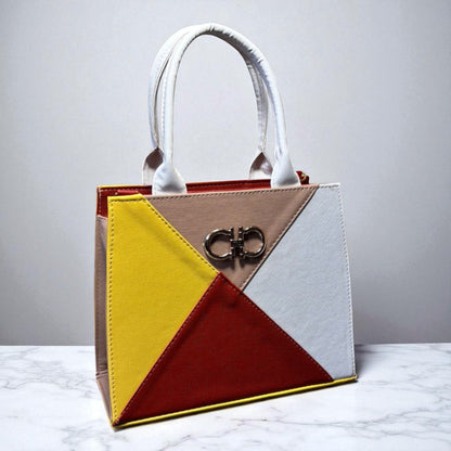 Bolsa HORTENCIA Mediana Geométrica Rosa y Fucsia | Elegante y Moderna | Moda Dama Casual y Oficina