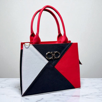 Bolsa HORTENCIA Mediana Geométrica Rosa y Fucsia | Elegante y Moderna | Moda Dama Casual y Oficina