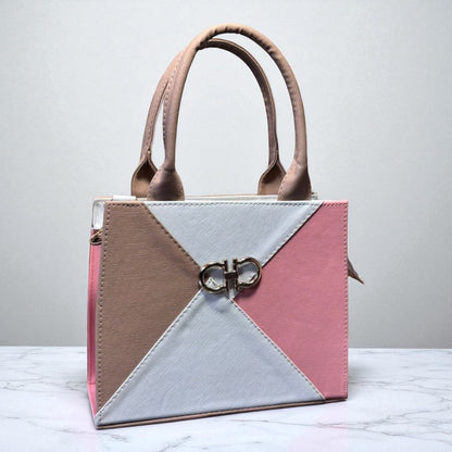 Bolsa HORTENCIA Mediana Geométrica Rosa y Fucsia | Elegante y Moderna | Moda Dama Casual y Oficina