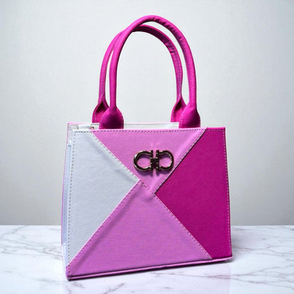 Bolsa HORTENCIA Mediana Geométrica Rosa y Fucsia | Elegante y Moderna | Moda Dama Casual y Oficina