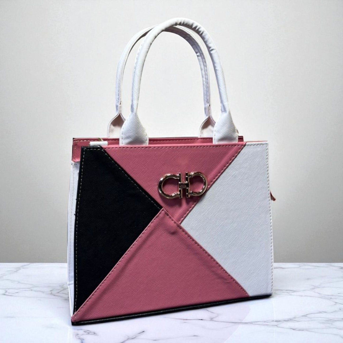 Bolsa HORTENCIA Mediana Geométrica Rosa y Fucsia | Elegante y Moderna | Moda Dama Casual y Oficina