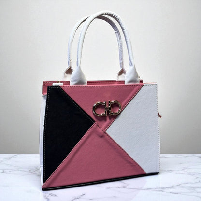 Bolsa HORTENCIA Mediana Geométrica Rosa y Fucsia | Elegante y Moderna | Moda Dama Casual y Oficina