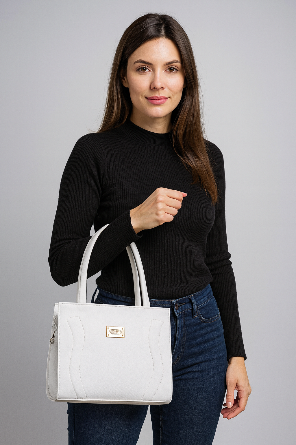 Bolsa INES Mediana Blanca Elegante de Dama | Formal y Casual | Ideal Oficina, Eventos y Uso Diario