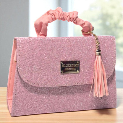 Bolsa JOSEFINA Crossbody Holográfica con Asa Lila y Tassel – Mini Tote Futurista de Moda