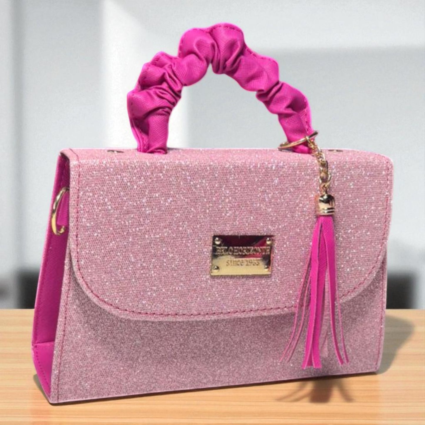 Bolsa JOSEFINA Crossbody Holográfica con Asa Lila y Tassel – Mini Tote Futurista de Moda