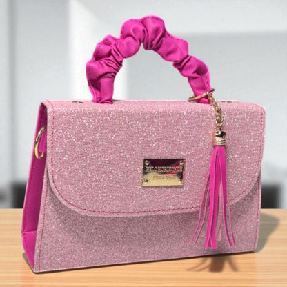 Bolsa JOSEFINA Crossbody Holográfica con Asa Lila y Tassel – Mini Tote Futurista de Moda