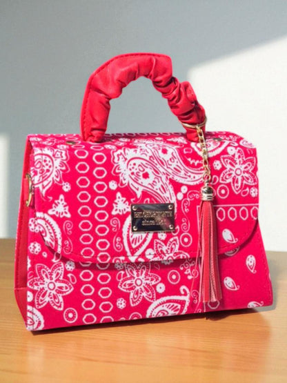 Bolsa JOSEFINA Crossbody Holográfica con Asa Lila y Tassel – Mini Tote Futurista de Moda